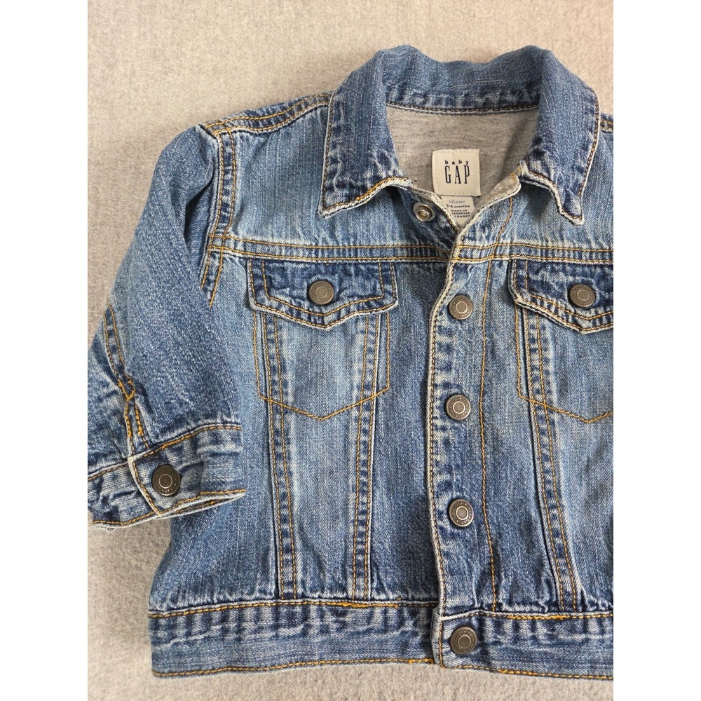 Vintage Baby Gap 2004 Denim Trucker Jacket Snap‎ Buttons 3-6 Months Grunge Boho